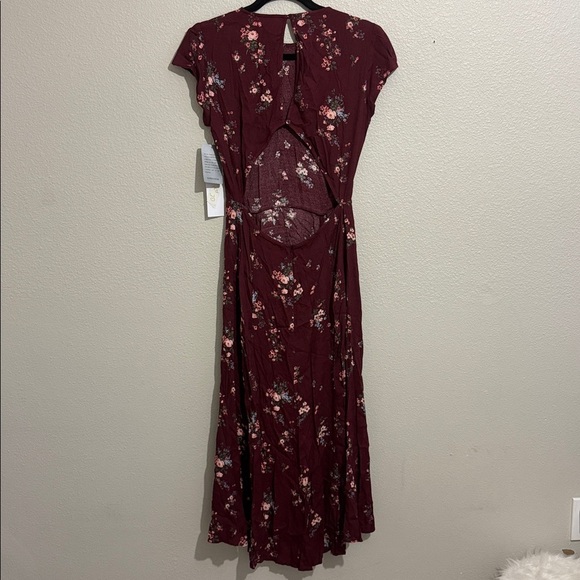 Reformation Gavin Dress Rosaline Burgundy Floral Midi Dress - Picture 6 of 8
